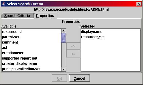 Select Properties Dialog