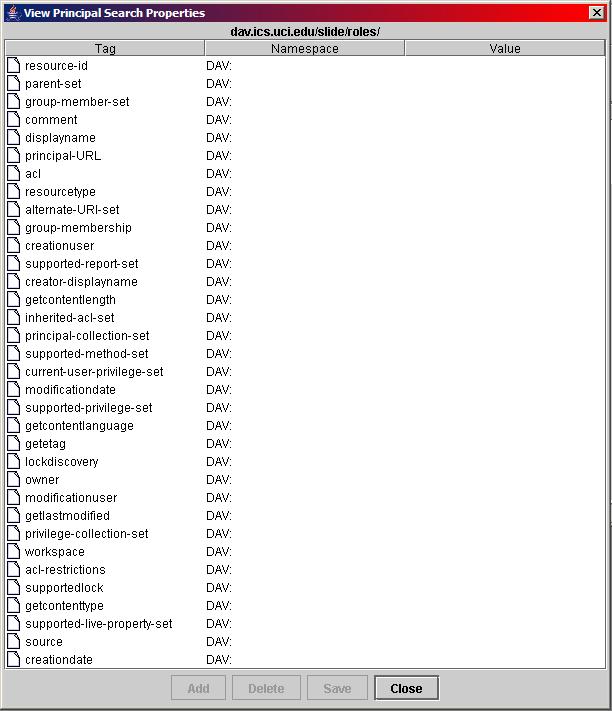 View Principal-Search-Property-Set Dialog